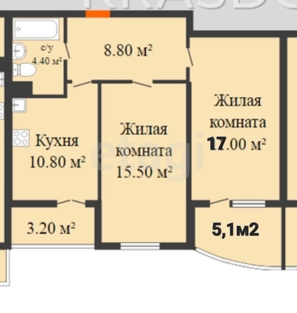 
   Продам 2-комнатную, 56.8 м², Адмиралтейский б-р, 3

. Фото 10.