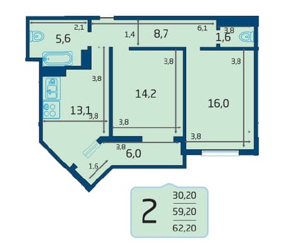 
  Продам 2-комн. квартиру, 60 м², 40-летия Победы ул, д. 186к2
. Фото 12.