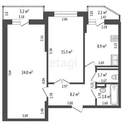 
   Продам 2-комнатную, 60.9 м², Командорская ул, 3/1

. Фото 13.