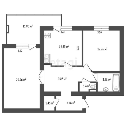 
   Продам 2-комнатную, 69.4 м², Старокубанская ул, 123

. Фото 35.