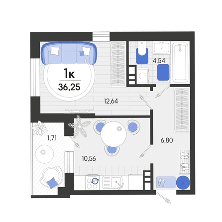 
   Продам 1-комнатную, 36.2 м², Спортивная ул, 2а лит9

. Фото 4.