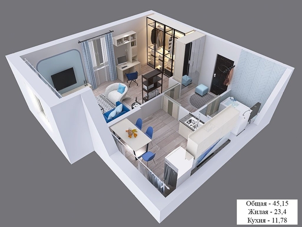 
  Продается 1-комн. квартира, 45.4 м², ЖК Клубный дом Агой
. Фото 4.