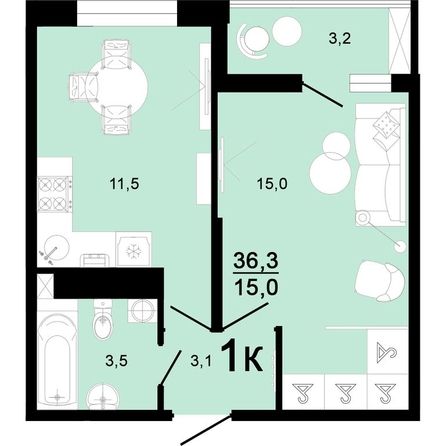 
   Продам 1-комнатную, 36.3 м², Ярославского ул, 111

. Фото 1.