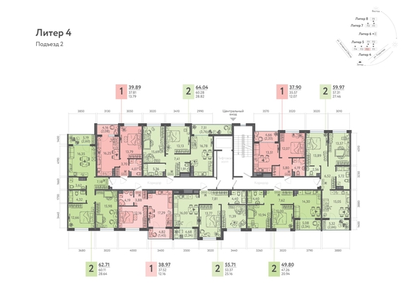 
   Продам 2-комнатную, 59.97 м², Клубный квартал «Друзья», лит 4

. Фото 1.