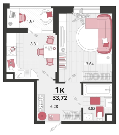 
   Продам 1-комнатную, 33.72 м², Природная ул, 10Б к24

. Фото 4.