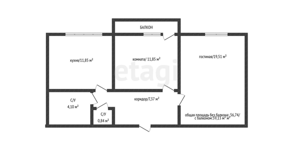 
   Продам 2-комнатную, 56.9 м², Котлярова Н.С. ул, 21

. Фото 15.