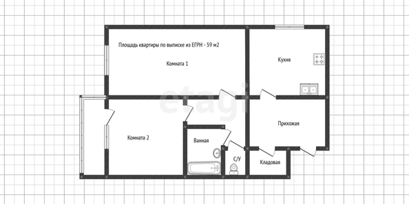 
   Продам 2-комнатную, 59 м², Героя Аверкиева А.А. ул, 22

. Фото 15.