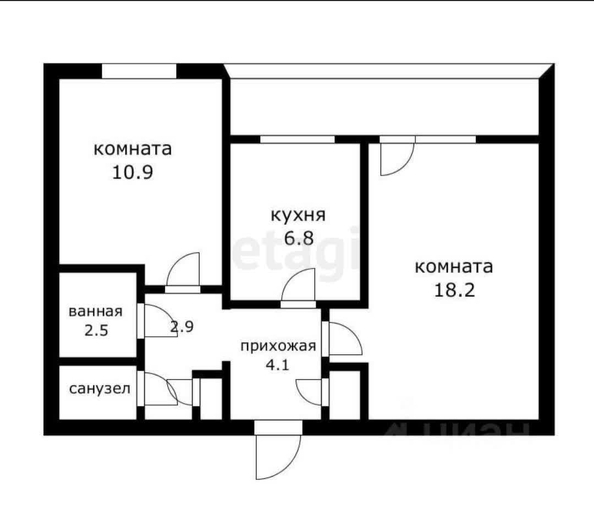 
   Продам 2-комнатную, 47.5 м², Брянская ул, 4

. Фото 13.