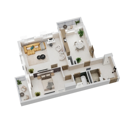
  Продается 2-комн. квартира 91.42 м², в ЖК Золотой Берег, литер 2. Фото 2.