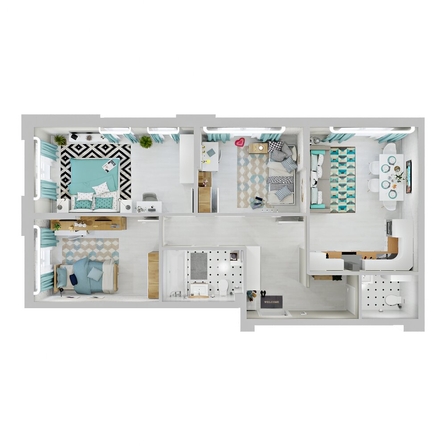
  Продается 3-комн. квартира, 67.53 м², ЖК Зеленая территория, литера 1.2
. Фото 2.
