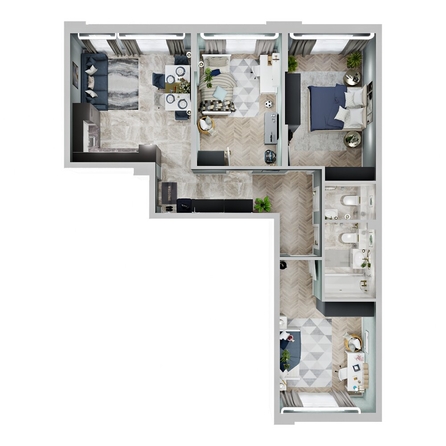 
  Продается 3-комн. квартира, 77.03 м², ЖК Зеленая территория, литера 1.2
. Фото 2.