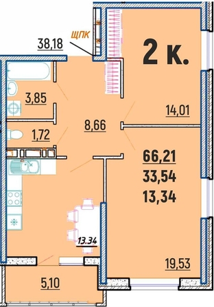 
  Продается 2-комн. квартира, 66.21 м², ЖК Клубный дом Агой
. Фото 1.
