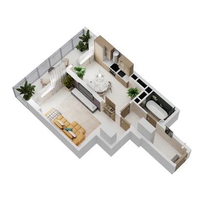 
  Продается 1-комн. квартира, 43.31 м², ЖК Золотой Берег, литер 2
. Фото 1.