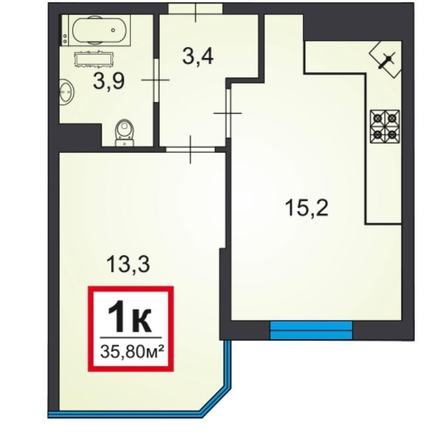 
  Продается 1-комн. квартира, 36 м², Анапское ш, д. 32к6
. Фото 5.