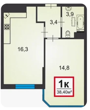 
  Продается 1-комн. квартира, 38 м², Анапское ш, д. 30к3
. Фото 21.