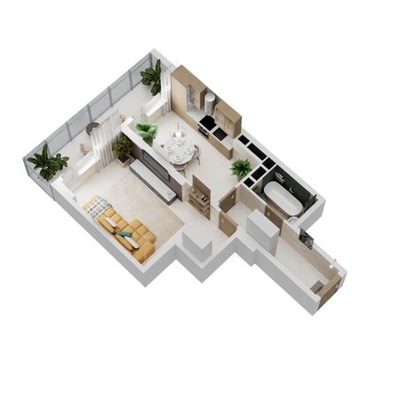 
  Продается 1-комн. квартира 43.31 м², в ЖК Золотой Берег, литер 4. Фото 1.