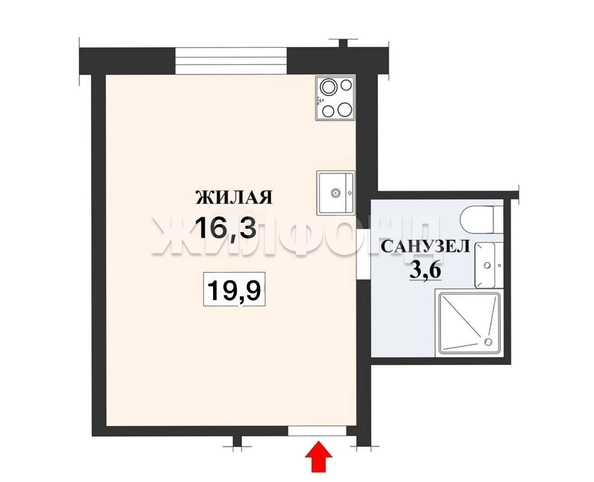
  Продается студия, 19.9 м², Строителей ул, д. 2
. Фото 11.