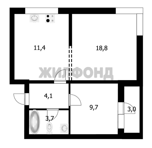 
  Продается 2-комн. квартира, 47.7 м², Ивана Беличенко ул, д. 89
. Фото 11.