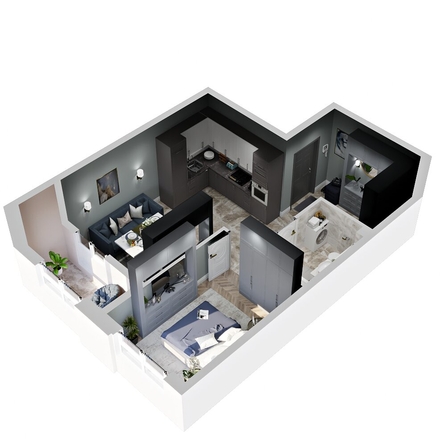 
  Продается 1-комн. квартира, 43.7 м², ЖК Зеленая территория, литера 1.1
. Фото 1.