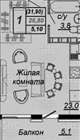 
  Продается студия 29 м². Фото 6.
