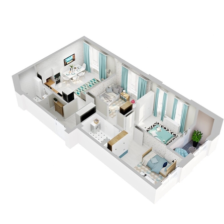 
  Продается 3-комн. квартира, 65.65 м², ЖК Зеленая территория, литера 1.1
. Фото 1.