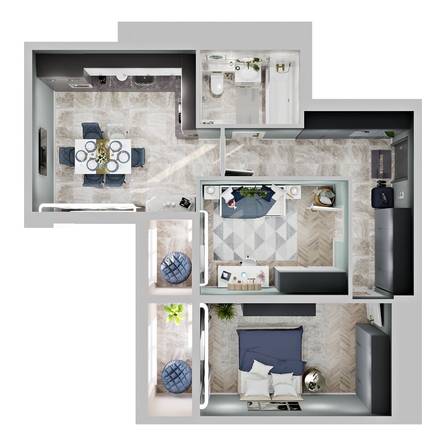 
  Продается 2-комн. квартира 59.55 м², в ЖК Зеленая территория, литера 1.1. Фото 3.