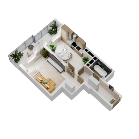 
  Продается 1-комн. квартира 42.93 м², в ЖК Золотой Берег, литер 1. Фото 1.