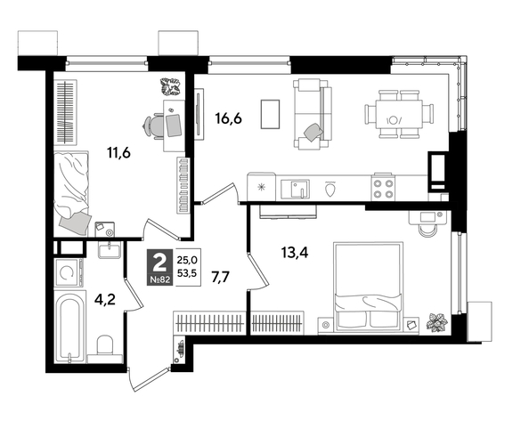 
  Продается 2-комн. квартира, 53.5 м², ЖК DOGMA PARK (Догма парк), литера 18
. Фото 1.