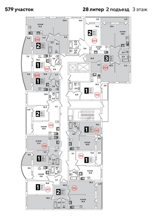 
  Продается 3-комн. квартира, 78.4 м², ЖК Самолет, литера 28
. Фото 2.