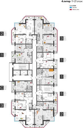 
  Продается 3-комн. квартира, 91.1 м², ЖК Рекорд 2, литера 4
. Фото 2.