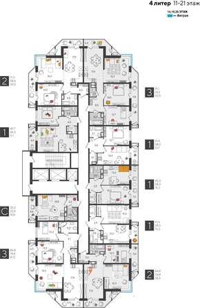 
  Продается 3-комн. квартира, 86.8 м², ЖК Рекорд 2, литера 4
. Фото 2.