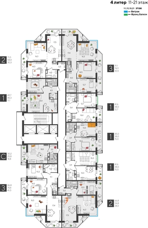 
  Продается 1-комн. квартира, 41.6 м², ЖК Рекорд 2, литера 4
. Фото 2.