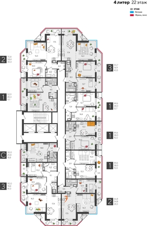 
  Продается 1-комн. квартира, 52.9 м², ЖК Рекорд 2, литера 4
. Фото 2.