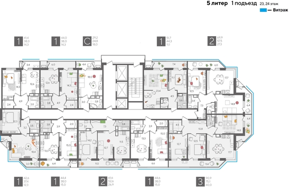 
  Продается 1-комн. квартира, 44.6 м², ЖК Рекорд 2, литера 5
. Фото 2.
