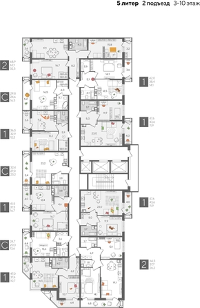 
  Продается 1-комн. квартира, 42 м², ЖК Рекорд 2, литера 5
. Фото 2.