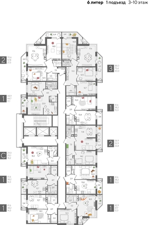 
  Продается 3-комн. квартира, 88 м², ЖК Рекорд 2, литера 6
. Фото 2.