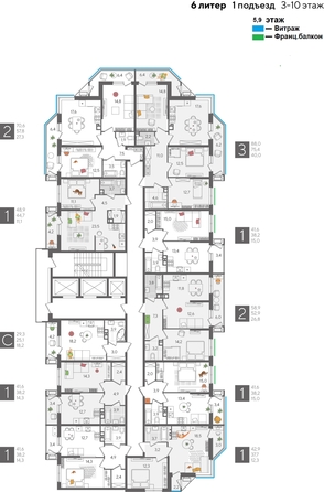 
  Продается 2-комн. квартира, 58.9 м², ЖК Рекорд 2, литера 6
. Фото 2.