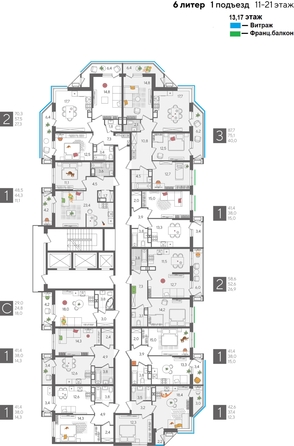 
  Продается 2-комн. квартира, 70.3 м², ЖК Рекорд 2, литера 6
. Фото 2.