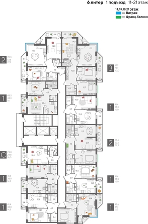 
  Продается 2-комн. квартира, 70.3 м², ЖК Рекорд 2, литера 6
. Фото 2.