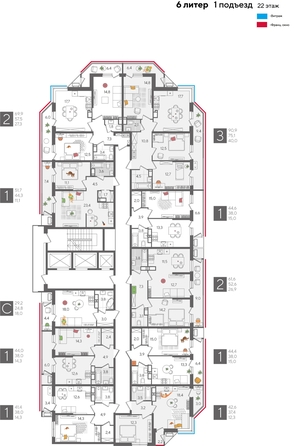 
  Продается 1-комн. квартира, 44 м², ЖК Рекорд 2, литера 6
. Фото 2.