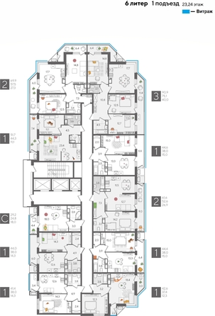 
  Продается 2-комн. квартира, 61.6 м², ЖК Рекорд 2, литера 6
. Фото 2.