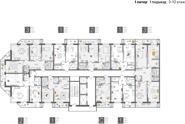 
  Продается 2-комн. квартира, 70.5 м², ЖК Рекорд 2, литера 1
. Фото 2.