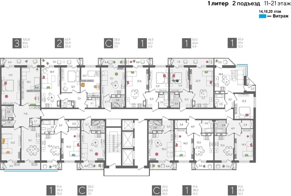 
  Продается студия, 29.2 м², ЖК Рекорд 2, литера 1
. Фото 2.