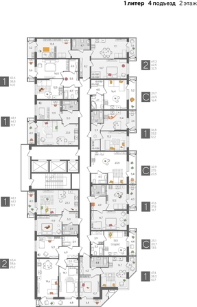 
  Продается 1-комн. квартира, 48.1 м², ЖК Рекорд 2, литера 1
. Фото 2.