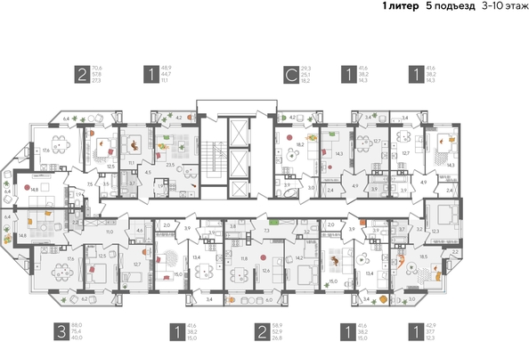 
  Продается 2-комн. квартира, 70.6 м², ЖК Рекорд 2, литера 1
. Фото 2.