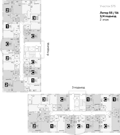 
  Продается 3-комн. квартира, 73.8 м², ЖК Самолет, литера 56
. Фото 2.