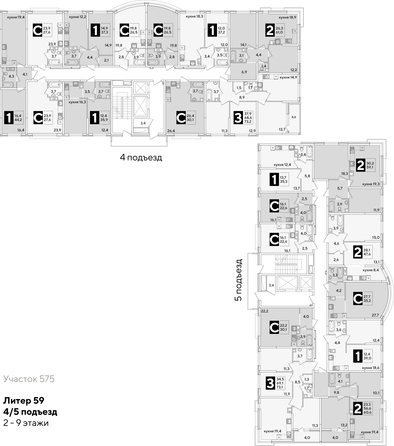 
  Продается студия, 35.2 м², ЖК Самолет, литера 59
. Фото 2.