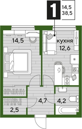 
  Продается 1-комн. квартира, 38.5 м², ЖК DOGMA PARK (Догма парк), литера 5
. Фото 1.