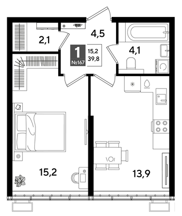 
  Продается 1-комн. квартира, 39.8 м², ЖК DOGMA PARK (Догма парк), литера 15
. Фото 1.