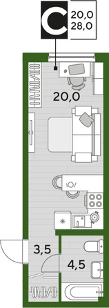 
  Продается студия, 28 м², ЖК DOGMA PARK (Догма парк), литера 18
. Фото 1.